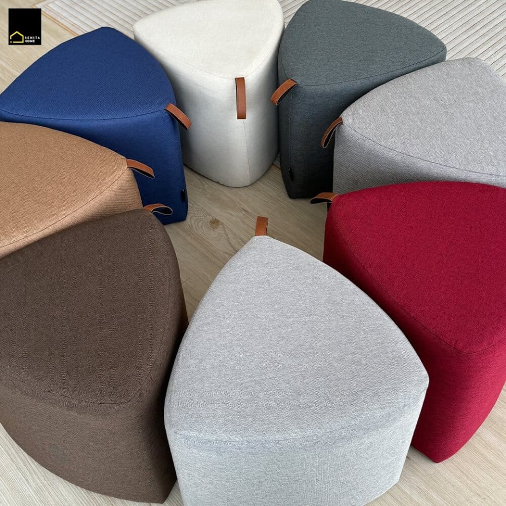 สตูลทรงสามเหลี่ยม RENITA HOME PEBBLE STOOL สีครีม 40x40ซม._5